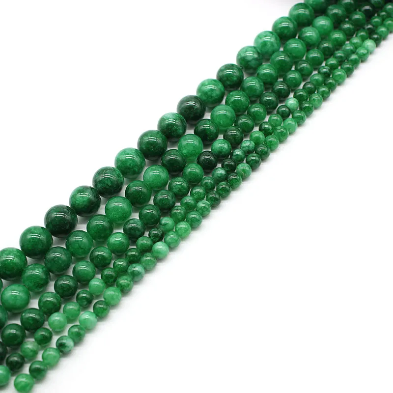 

Natural Green Cloud Jades Stone Chalcedony Beads Round Loose Bead For Jewelry Making 15"Inches 6 8 10 12mm DIY Bracelet Necklace