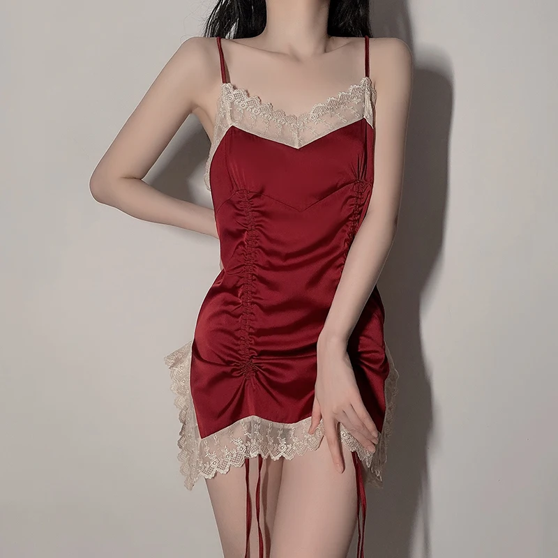 Пикантная ночная рубашка для женщин летние винтажные шелковые ночные рубашки