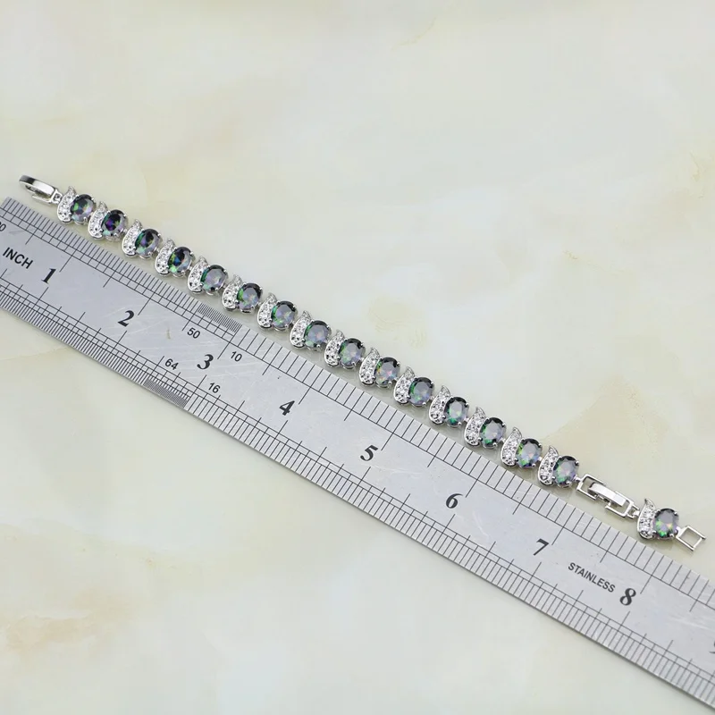 Ювелирные изделия из стерлингового серебра 925 пробы натуральный Радужный Мистик