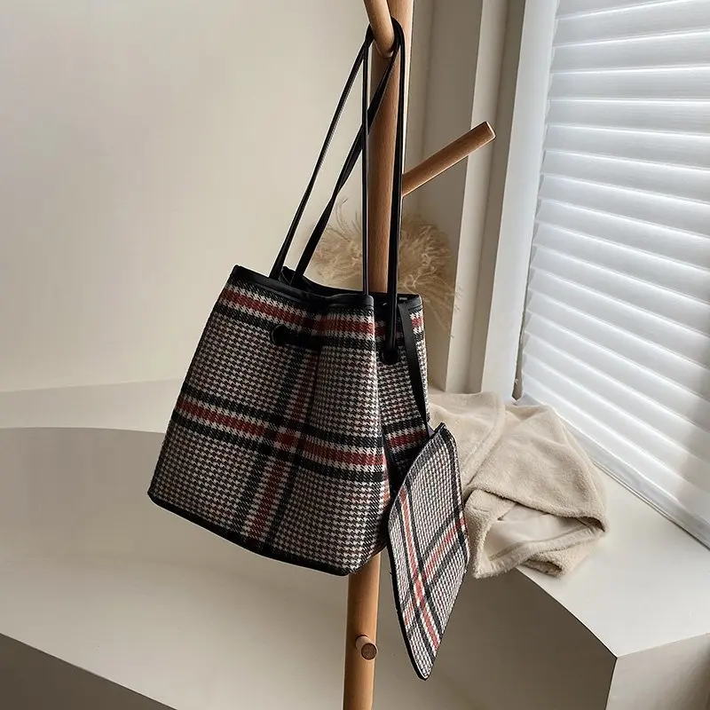

Houndstooth Bucket Crossbody Bags for Women 2020 Fashion Trending Branded Shoulder Handbags and Purses Luxury Small Hand Bag