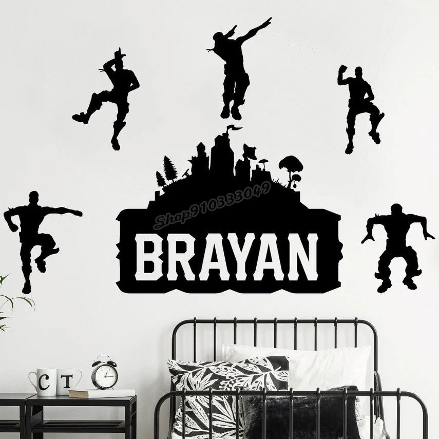 

Наклейка на стену для геймера, персональное имя с игровым именем, Пользовательские настенные Стикеры для мальчиков, декор для комнаты, вини...