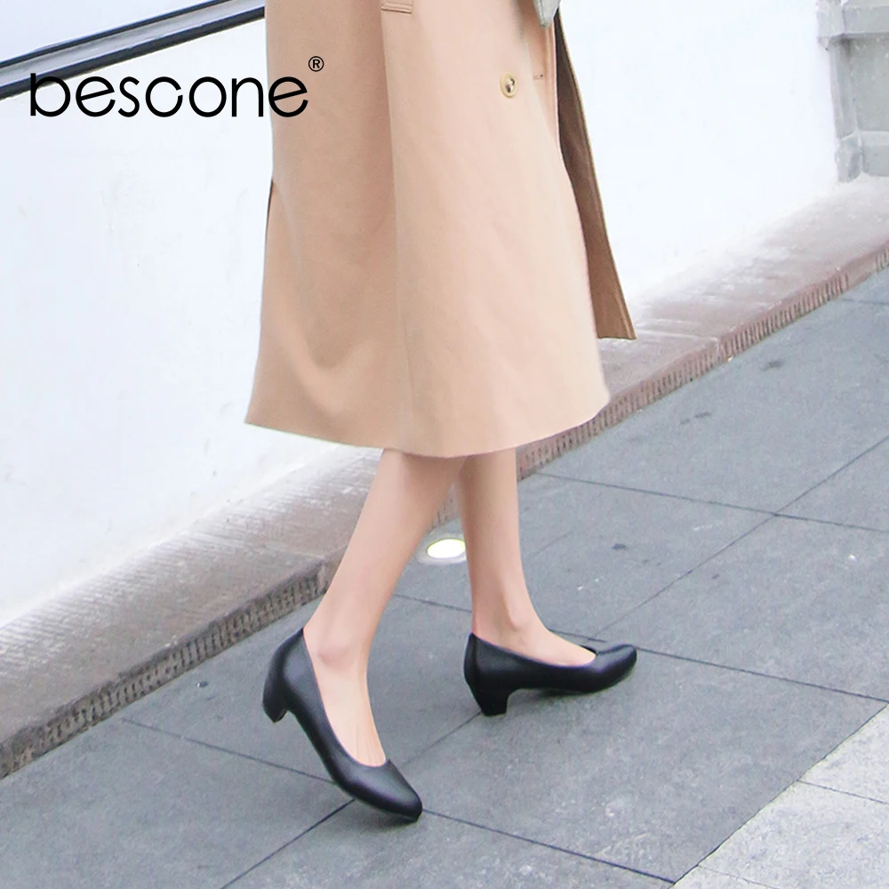BESCONE/модные женские туфли лодочки ручной работы Повседневные на среднем каблуке