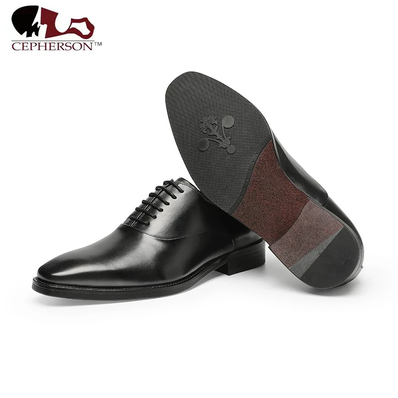 

Men Genuine Wingtip Leather Oxford Pointed Toe Laces Up Oxfords Dress Brogues Wedding Business Platform Shoes