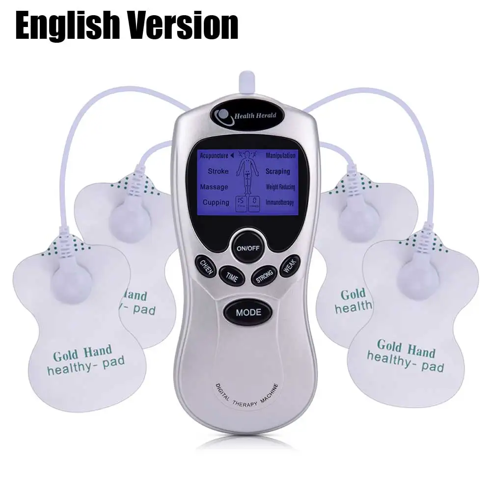 English Version Tens EMS мышцы полный Электрический массажер для тела Цифровая терапия машина массаж Электронный импульсный стимулятор Расслабление тела облегчение боли - Цвет: English Version