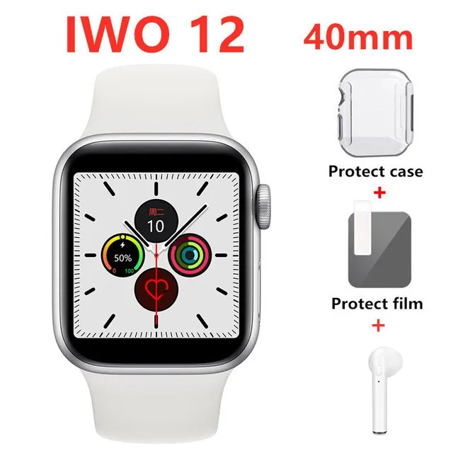 White and headphone Прямая IWO 12 40 мм ЭКГ сердечного ритма женские умные часы серии 5 1:1 для Apple IOS Android умные часы iwo 11 8 плюс 9 10 - Цвет: White and headphone