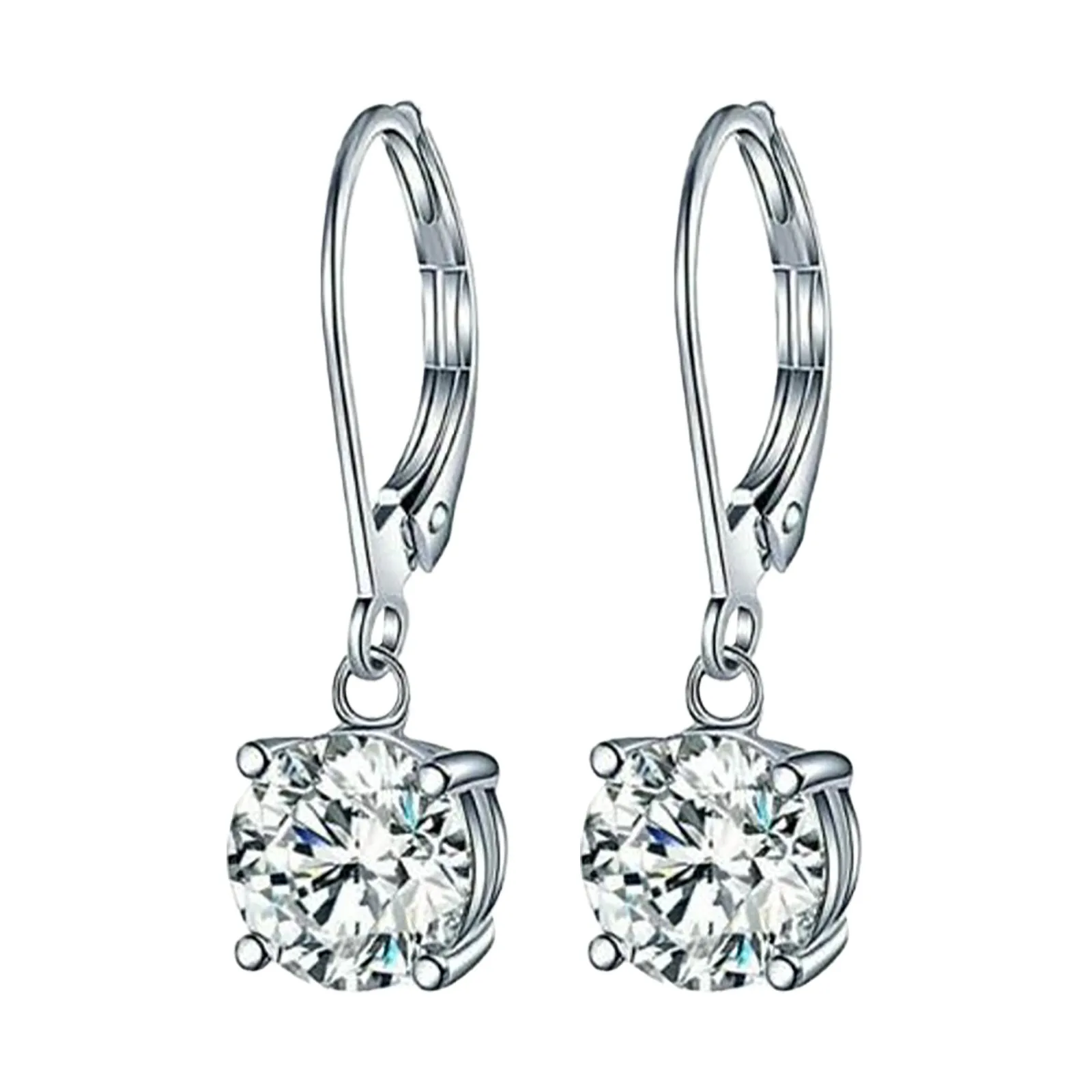 

Women Fashion Dangle Earrings High Quality White Crystal Zircon Dangle Earrings Classic Four Claw Zircon Earring For Women