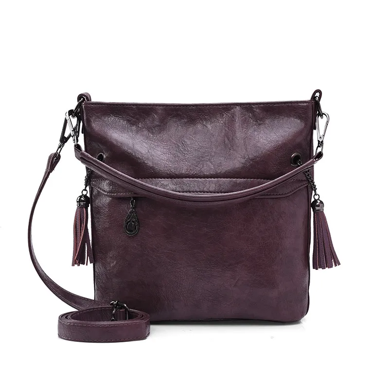 Retro purple Роскошные женские сумки из воловьей кожи с кисточками, дизайнерские женские сумки через плечо, сумки для женщин - Цвет: Retro purple