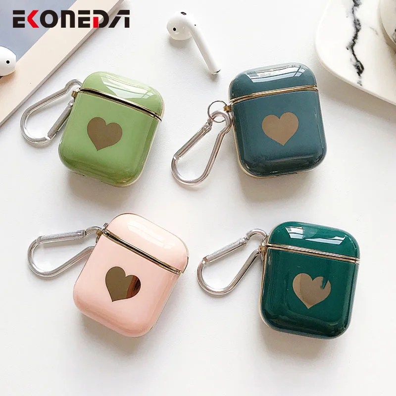 EKONEDA роскошный позолоченный чехол с сердечками для Airpods 1 2 силиконовый мягкий