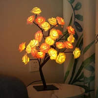 creative led table lamp rose flower tree lamp new usb night light home decoration romantic wedding christmas decoration