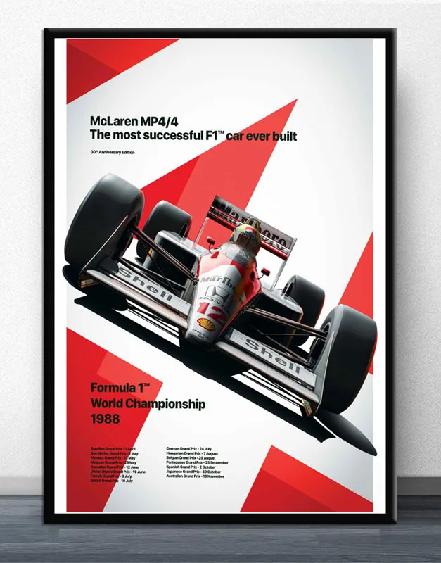 Постеры для украшения стен Айртон Сенна F1 формула макларена чемпион мира