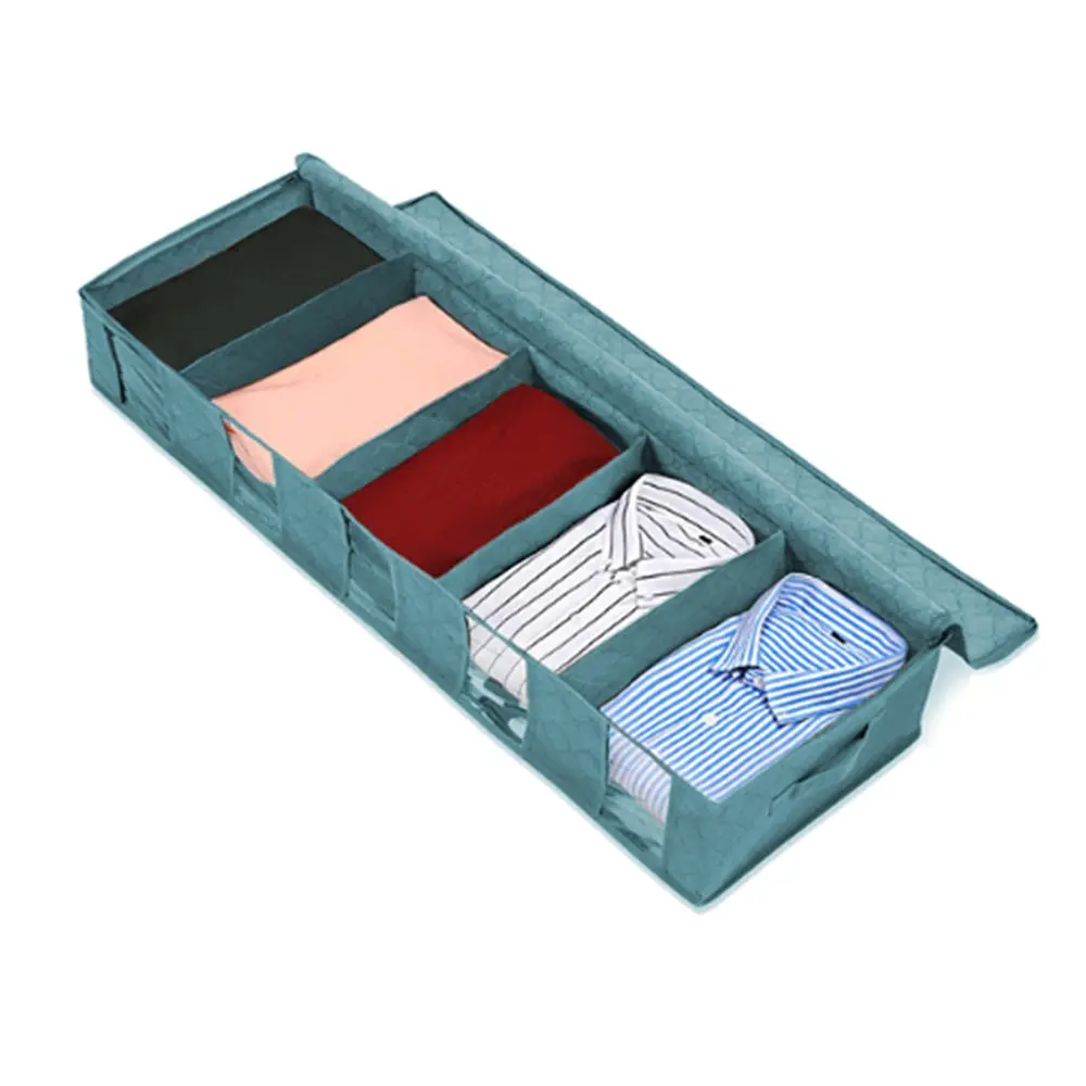 

Under Bed Clothes Item Storage Dustproof Storage Bag Container Clothes Organizer Foldable 5 Sections And Visible Clear Window