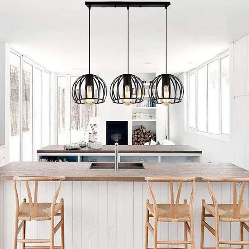 Современный подвесной светильник в виде клетки металлический минималистичный