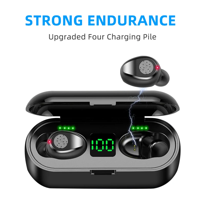 TWS, Bluetooth 5,0, беспроводные наушники, стерео, спортивные, беспроводные наушники, гарнитура, 2000 мА/ч, зарядная коробка для телефона