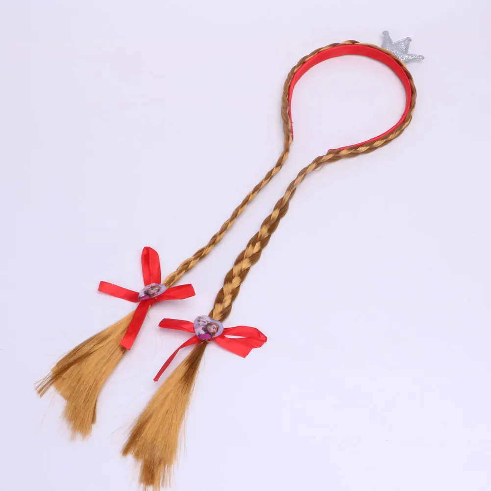 Детская плетеная оплетка с хвостиком для девочек блондинка ледяное сердце