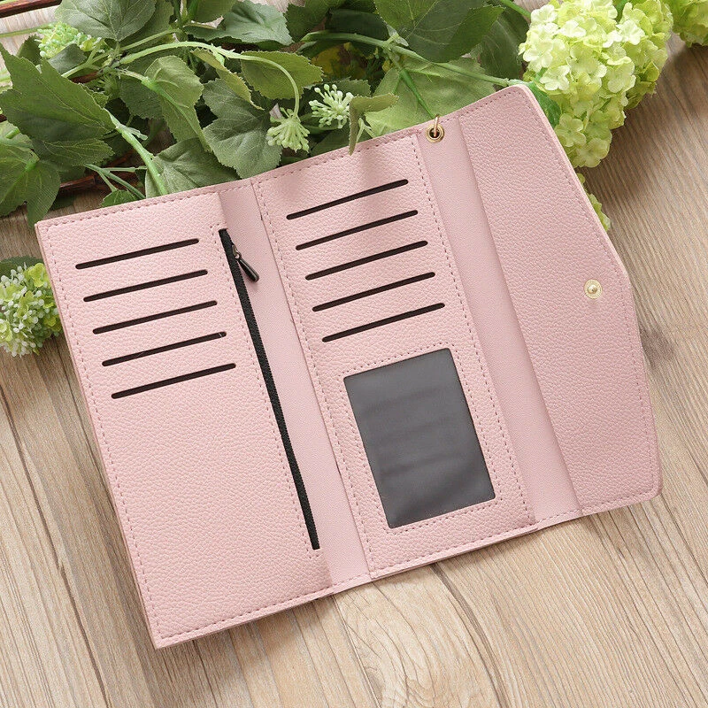 

2021 Fashion Womens Wallets Simple Zipper Purses Black Purple Gray Red Long Section Clutch Wallet Soft PU Leather Money Bag