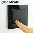 Электрический высветильник ель света Atlectric ONOFF 1 2 3 4 Gang 1 2 Way, домашний кнопочный выключатель, европейская французская вилка, настенная розетка, стеклянная панель, электрическая розетка