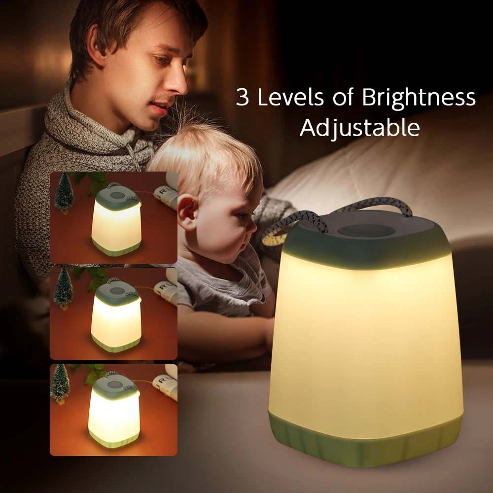 

Night Light Bedside Lamp with Easy Carry Strap 30/ 60/ 100 Adjustable Brightness Battery Operated Nursery Lamp for Living Room