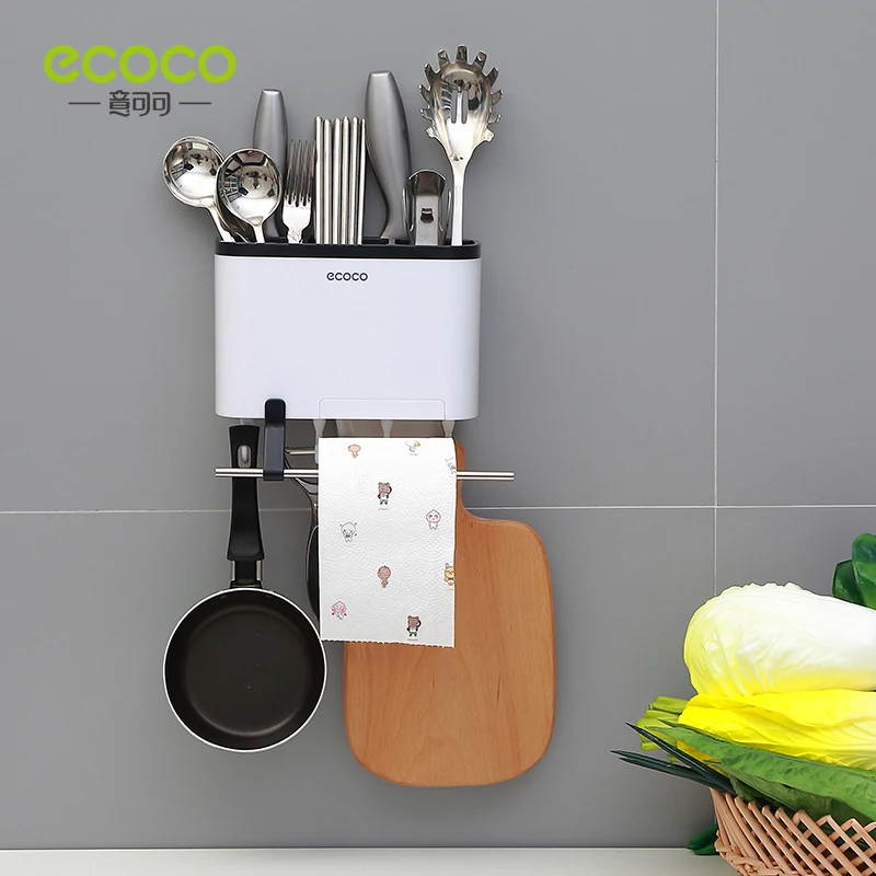 

ECOCO kitchen accessories drain chopstick cage Storage Rack Wall-mounted Rag Rack Knife Holder Multifunctional for Kitchen Suppl