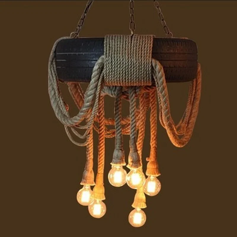 Винтажный подвесной светильник в стиле лофт винтажный индустриальный трос с 6