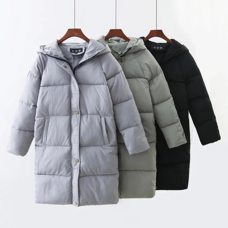 

Winter Womens Hooded Thickened Long Padded Parka Female Korean Long Below-Knee Ladies Down Jacket