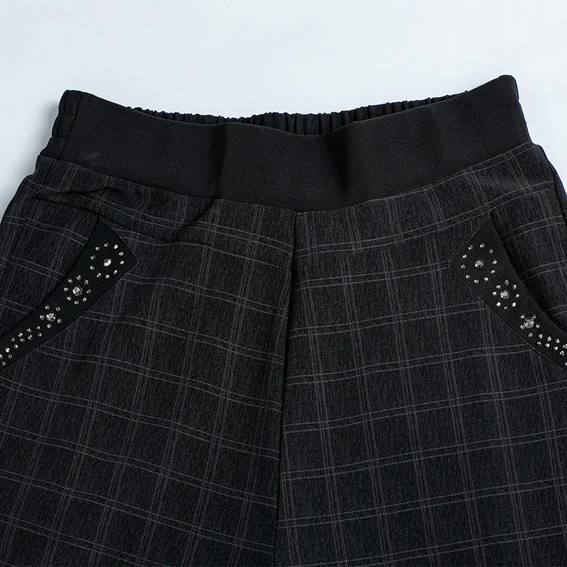 Женские зимние теплые клетчатые брюки с высокой талией уличная одежда длинные