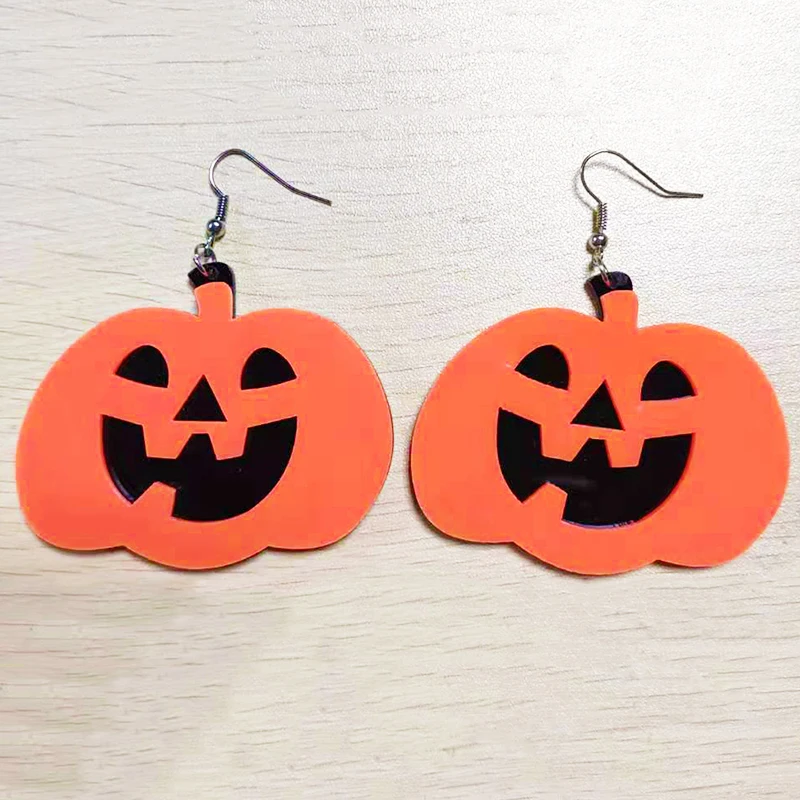 Забавные серьги смайлики в виде тыквы акриловые стиле панк на Рождество Новый