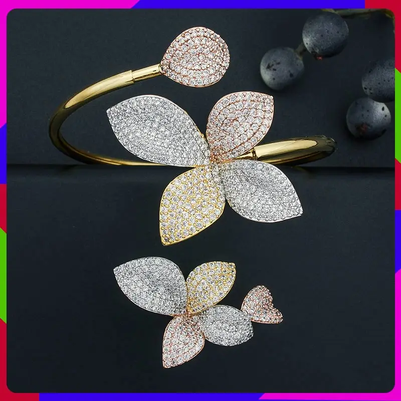 Женский браслет с цветком и кольцом ModemAngel вечерние Помолвочные браслеты