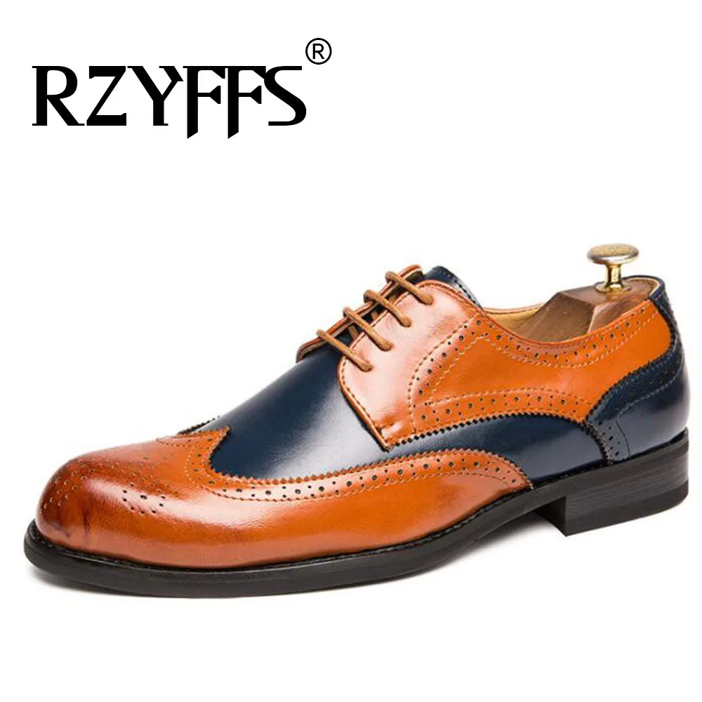 

Classic Patchwork Bullock Business Shoes Men Designer Formal Dress Leather Shoes Men's dress Formal Shoes big size 47 A57-51