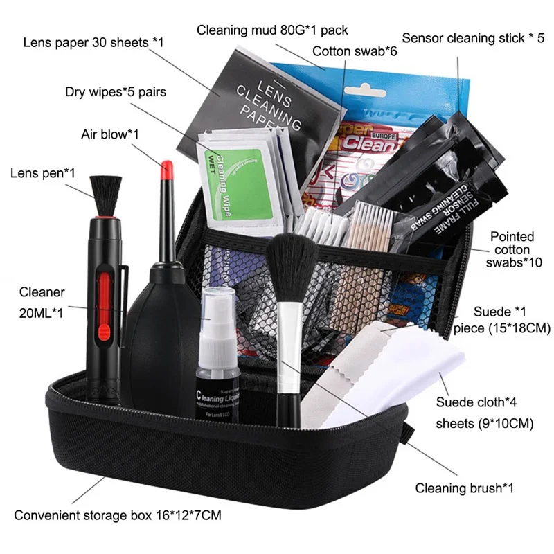 

13 Pieces Camera Cleaning Set With Storage Bag Included Rocket Blower Lens Cleaning Paper Cleaning Pen Camera Lens Brush