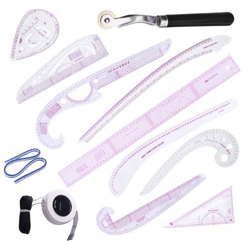 

12pcs/set Tailor French Curve Comma Grading Ruler Measure Sewing Dressmaking Yardstick Drawing Template Patchwork Tool
