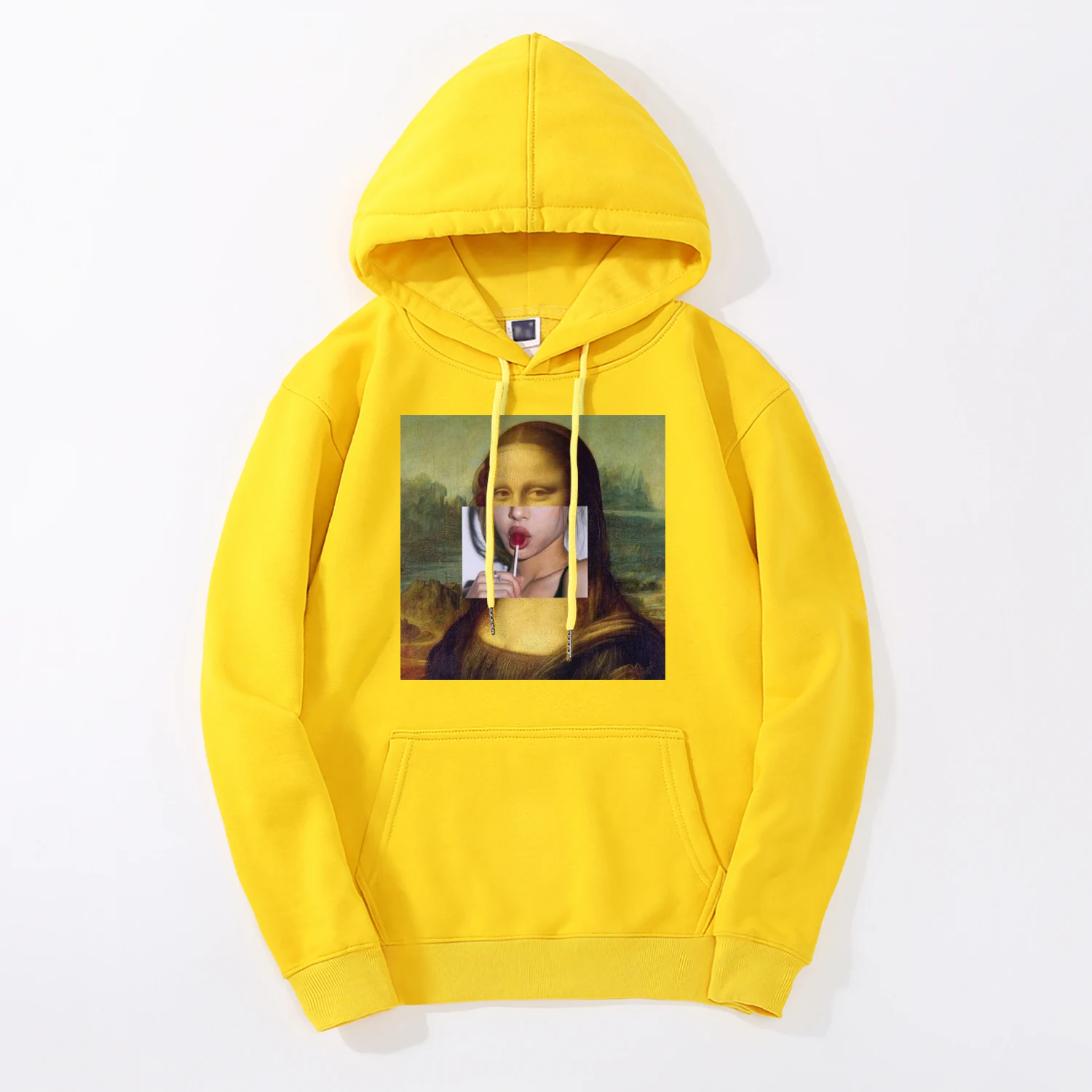 Mona Lisa толстовка мужская Billie Eilish осень зима мужская толстовка флисовая спортивная одежда свободный крой хип хоп толстовки - Цвет: Yellow