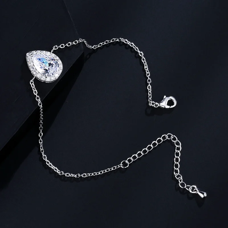 Модные браслеты Uilz из кубического циркония в форме капли воды серебряные на