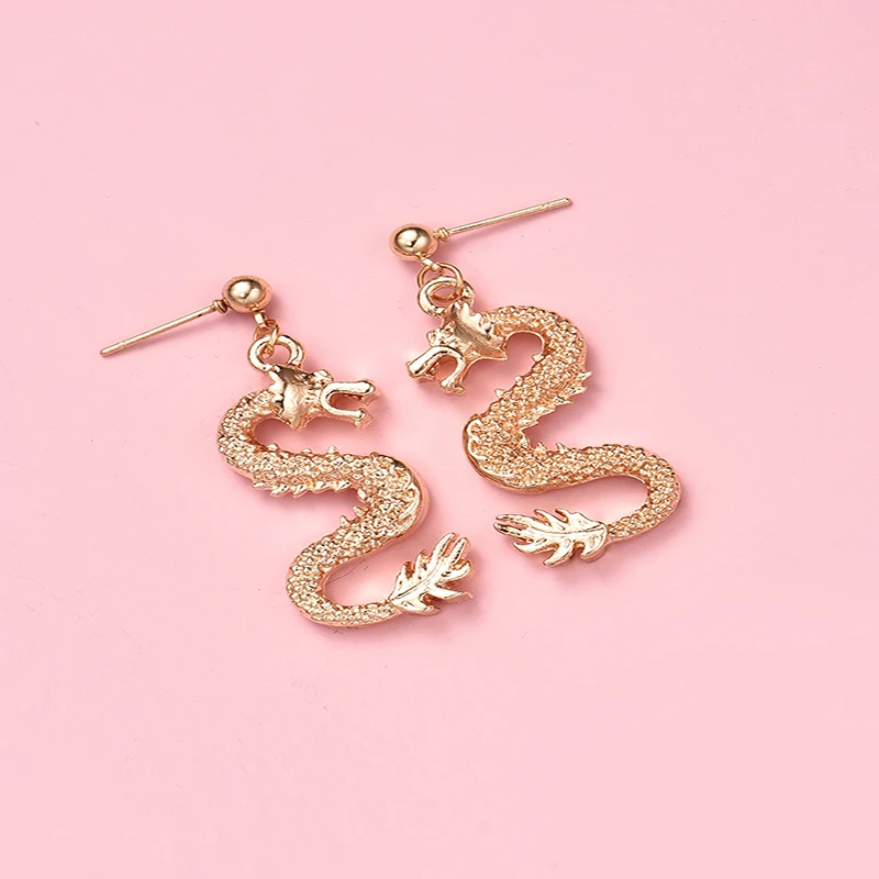 ALYXUY новые модные серьги в виде дракона золотые висячие серьги-подвески