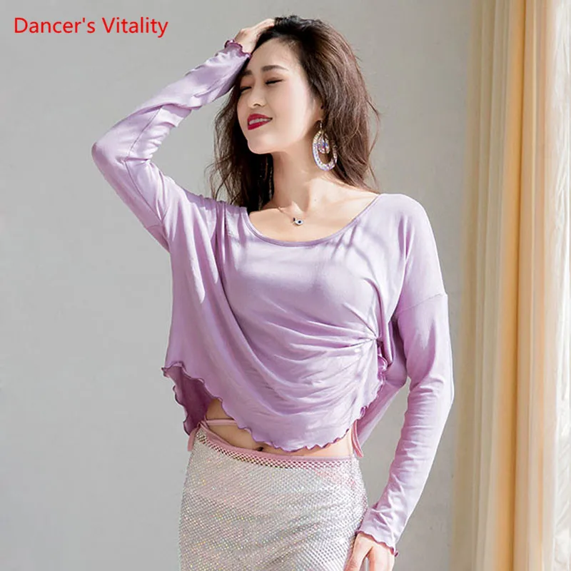 Belly Dance Top Cotton Loose Shirt Long Sleeve Practice Clothes Female Adult Elegant Profession Performance Clothing