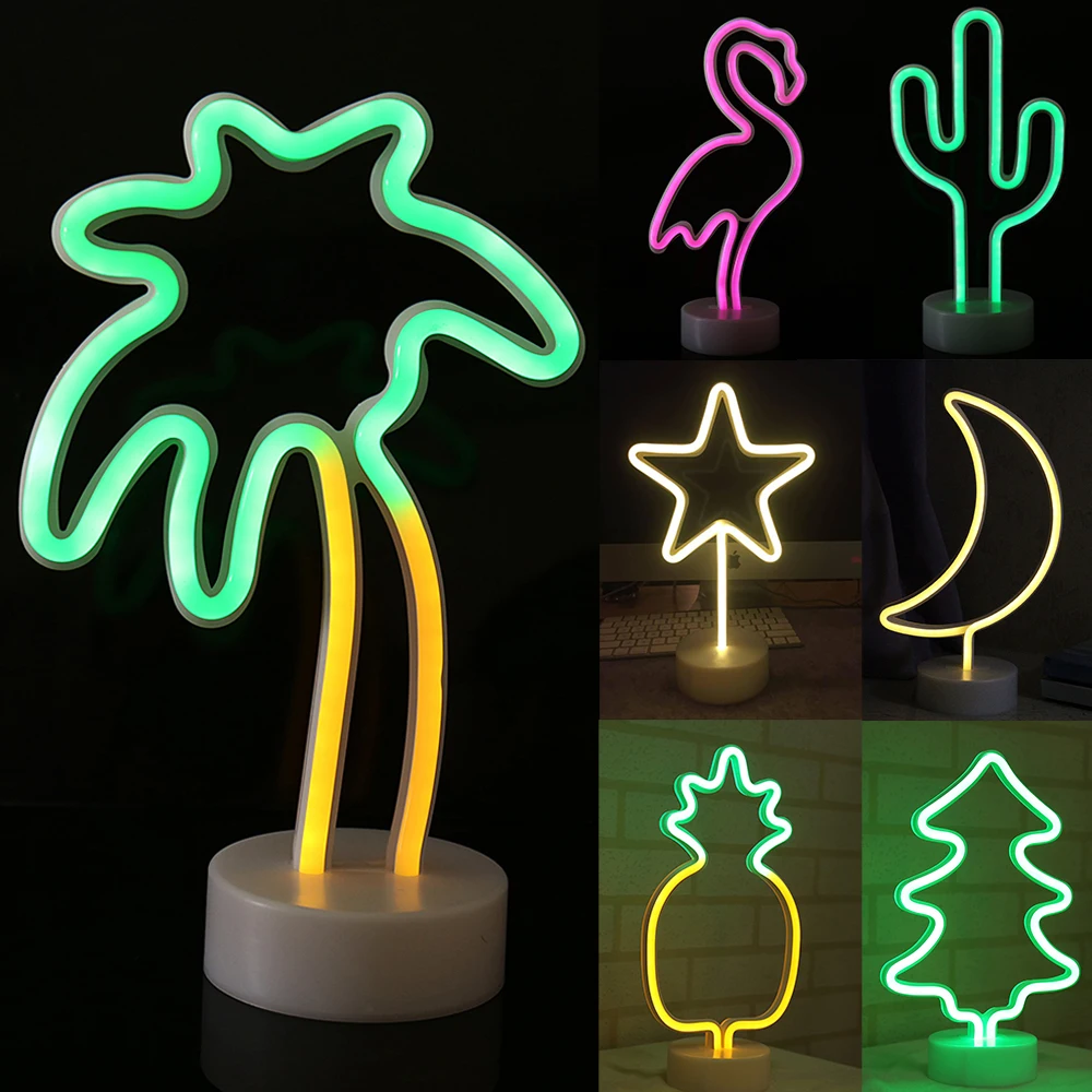 

Neon Led Sign Lights Wall Art Sign Night Lamp Xmas Flamingo Coconut tree Pineapple Room Home Decor Party Wedding Wall Decor