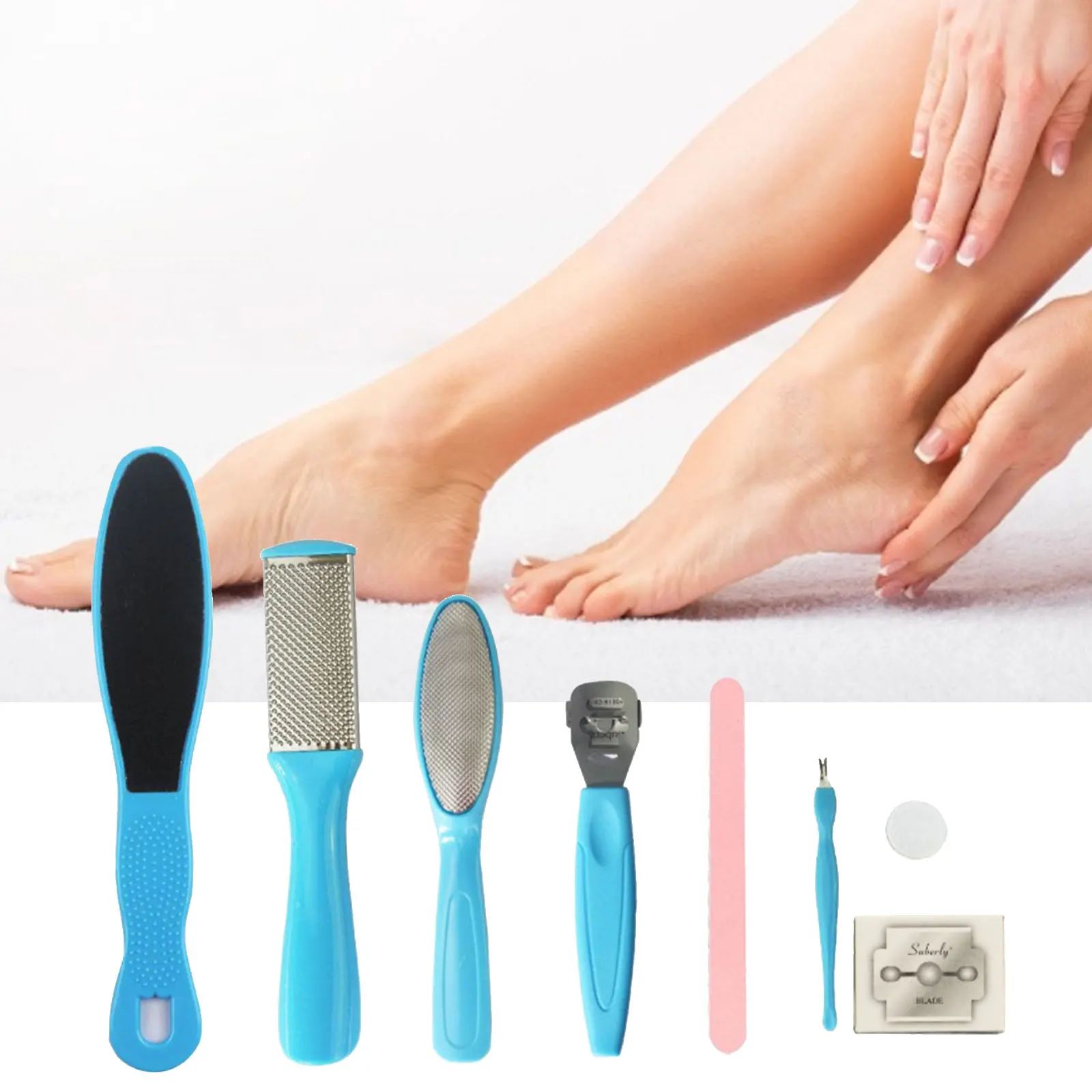 

Набор инструментов из нержавеющей стали для педикюра, профессиональный набор для ухода за ногами 8 в 1, Рашпиль для ног, удалитель омертвевше...