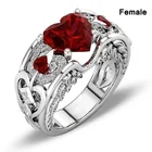 MFY модное красное синее сердце любовь полые резные циркониевые хрустальные кольца для женщин серебряного цвета женские кольца ювелирные изделивечерние аксессуары