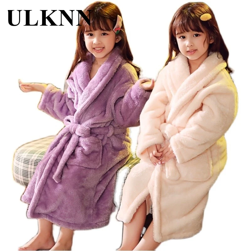 ULKNN Winter Children's Bathrobe Pajamas For Girls Kids Sleepwear Robe 2-14 Years Teenagers Pyjamas For Boys