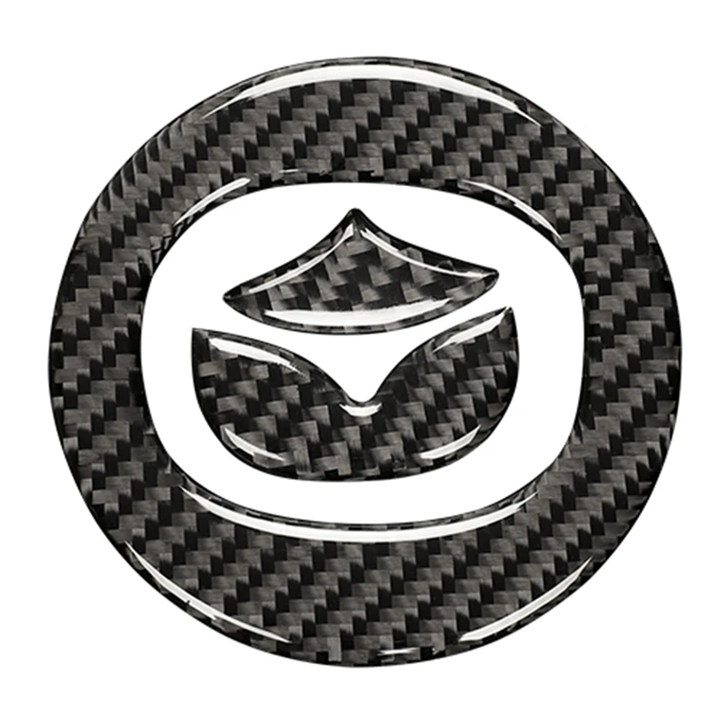 

Car Steering Wheel Logo Stickers Trim Carbon Fiber Interior Accessories for Mazda CX-5 2017 2018 2019 2020