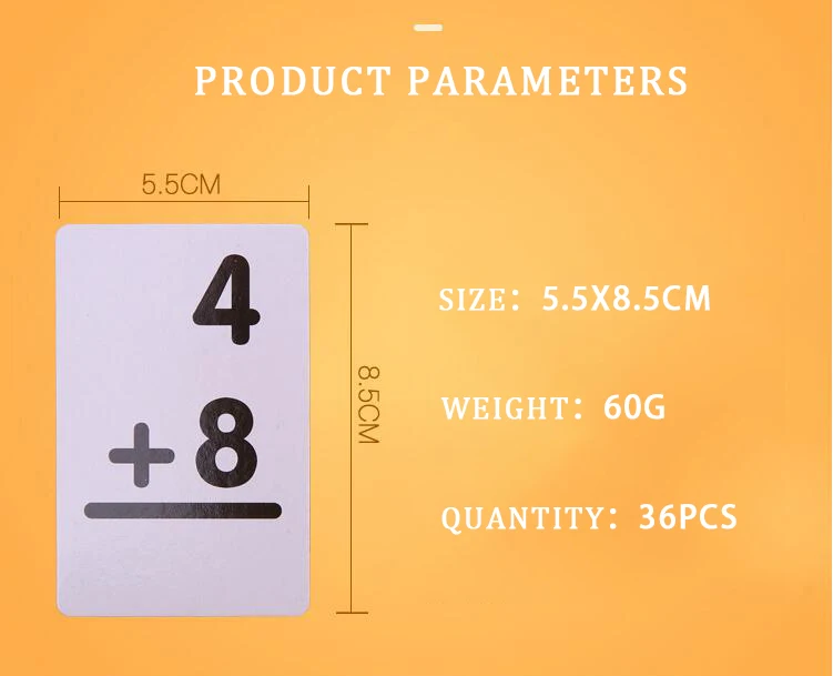 36 шт. Детские цифры флэш карты Английский Обучение вычитание деление игра Дети