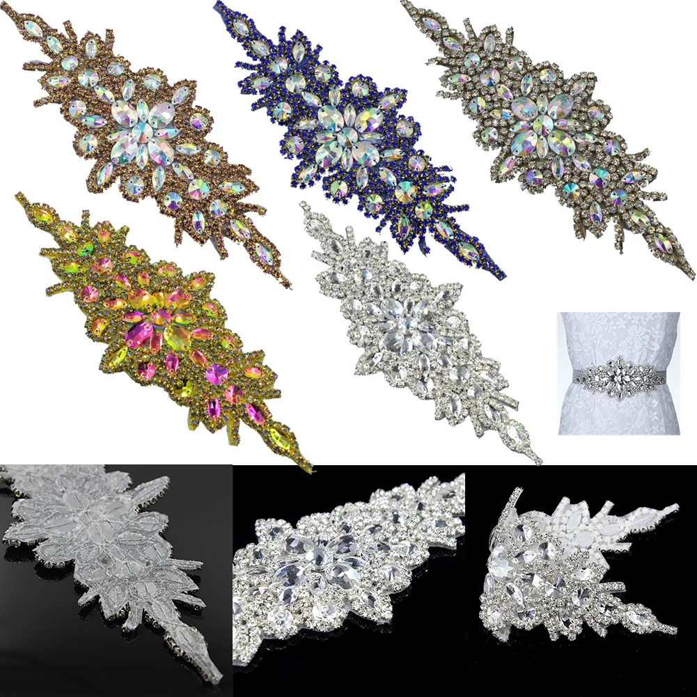 9 Styles Wedding Rhinestone Applique Gold Silver Bridal Beaded Crystal Appliques Patch Iron On For Dresses | Дом и сад