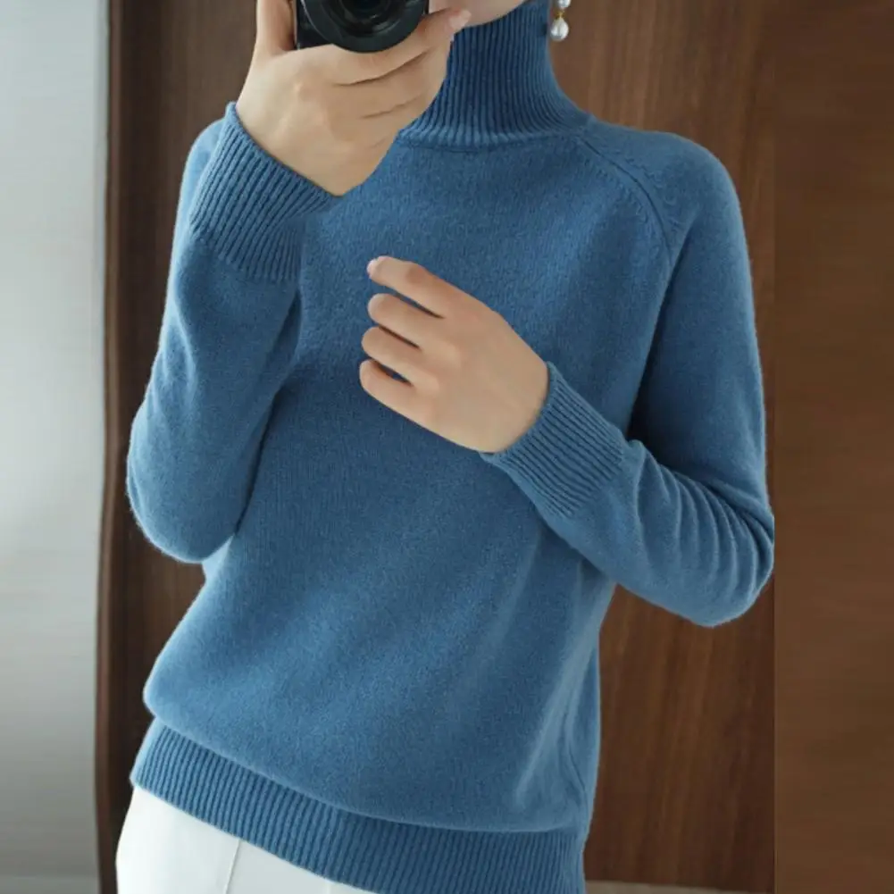

All Match Simple High Collar Pullover Lady Base Sweater Casual Lady Sweater Solid Color for Inner Wear
