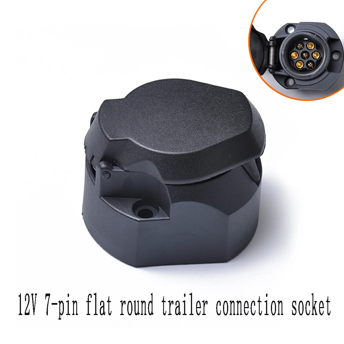 12V 7-pin Flat Round Trailer Connection Socket, European Standard, Truck Trailer Link, Flat Round Travel Trailer Rv Accessories