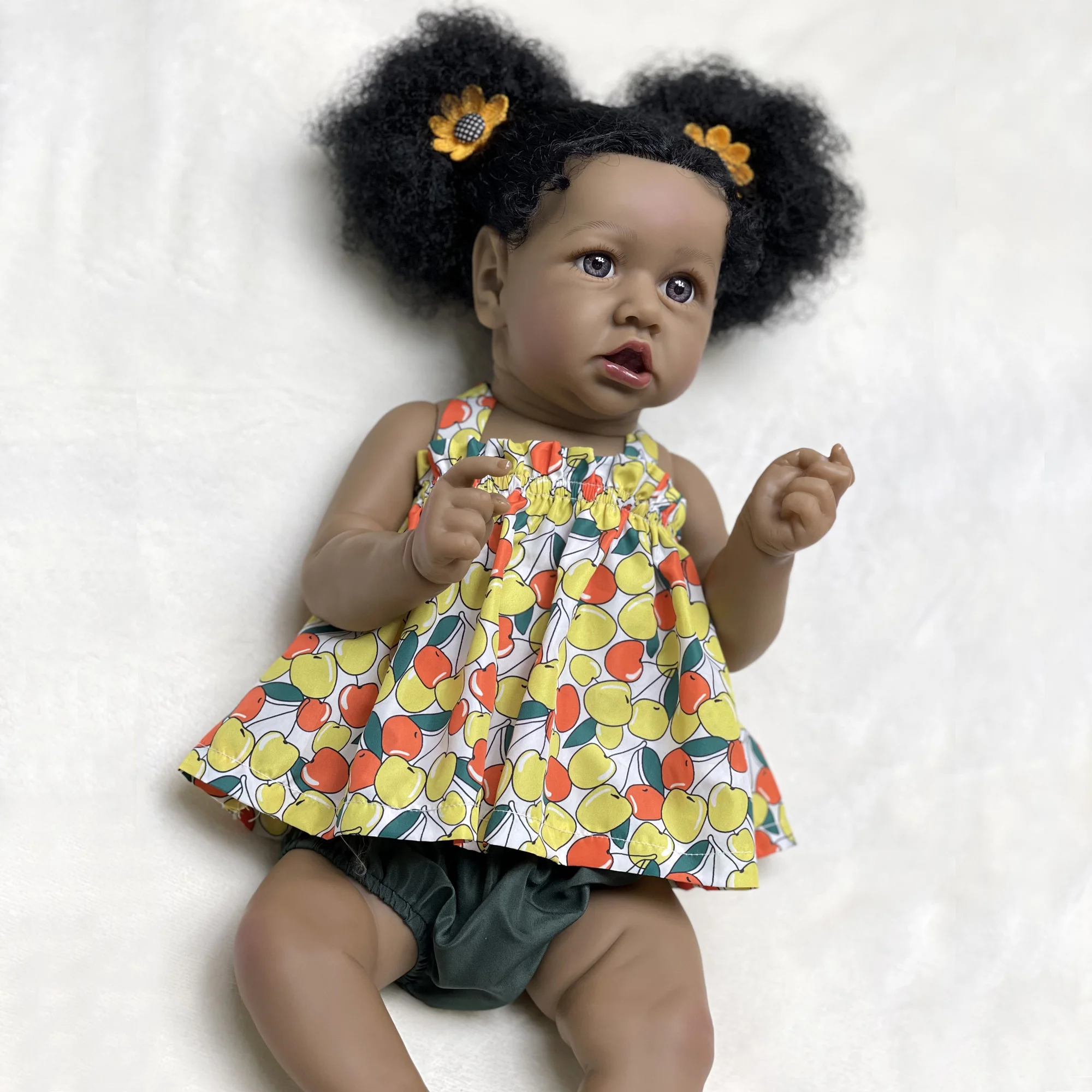 

African Bebe Reborn Dolls Newborn Toy For Children Soft Vinyl Silicone Boneca Renascida Brinquedo Pode Tomar Banho