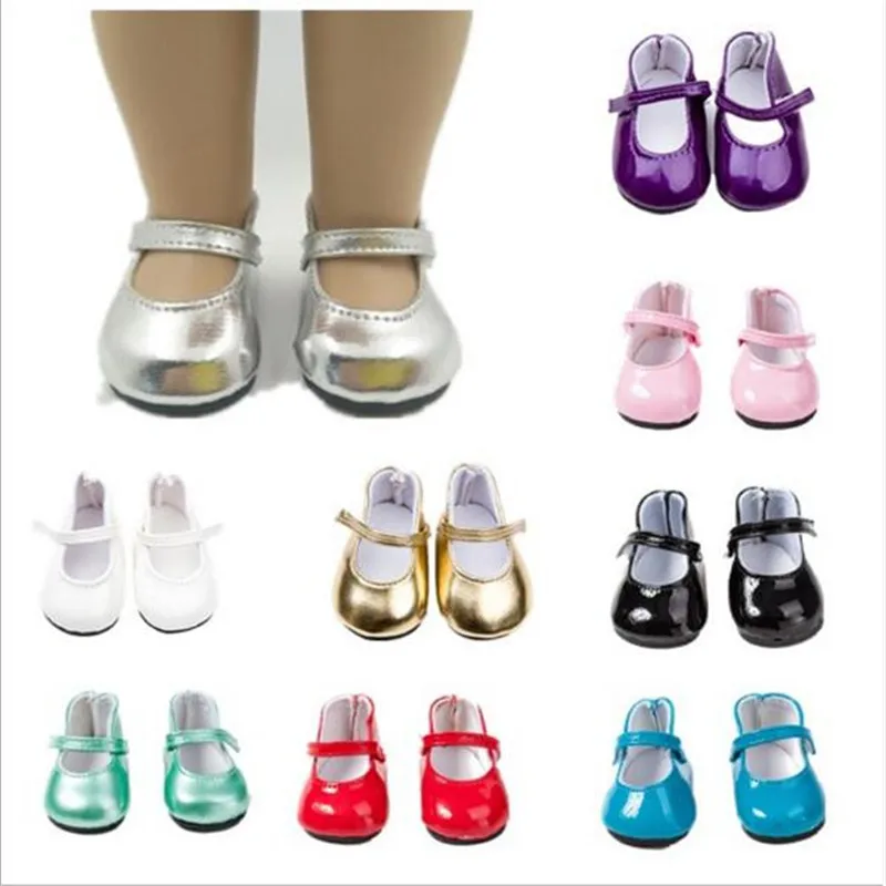 

Fit 18 inch 43cm Born New Baby Doll Shoes Accessories Shoelaces boots white red and blue Black shoes Suit For Baby Birthday Gift