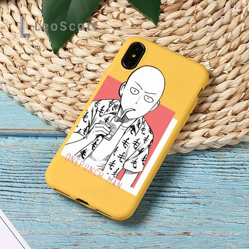 

Anime One Punch Man Phone Case Candy Color for iPhone 11 12 pro XS MAX 8 7 6 6S Plus X SE 2020 XR