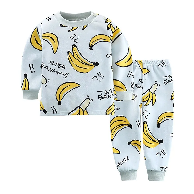 Style 27 Новые детские пижамные комплекты для мальчиков; футболка с длинными рукавами и круглым вырезом и принтом с героями мультфильмов; топы и штаны; осенне-зимняя одежда для сна для маленьких девочек - Цвет: Style 27