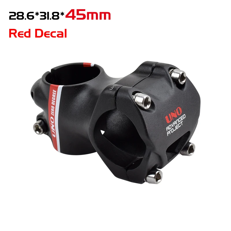 Red Decal-45mm Тайвань UNO велосипедный вынос руля короткие 35/45 мм Длина 28,6*31,8 мм MTB Алюминий рулевая колонка велосипеда BMX DH 0 градусов горный велосипедный вынос руля - Цвет: Red Decal-45mm
