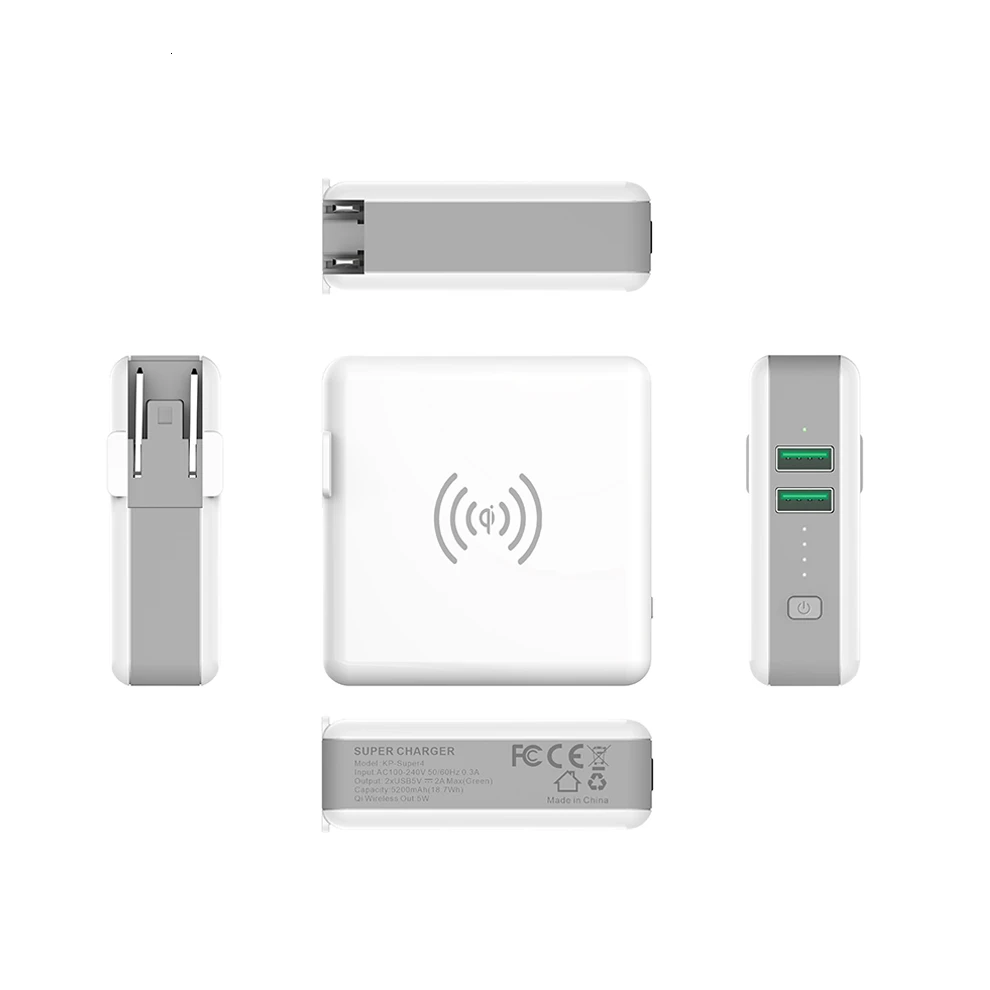 Vogek Qi Wireless Charger Power Bank for iPhone x xs Samsung S9 S10 Dual USB Port Phone Charger External Battery Wall Charger