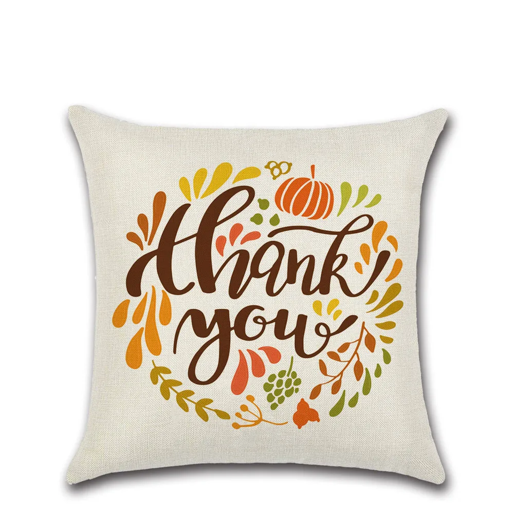 Благодарения Тема льняная Наволочка на подушку Алфавит Подушка Чехол с принтом